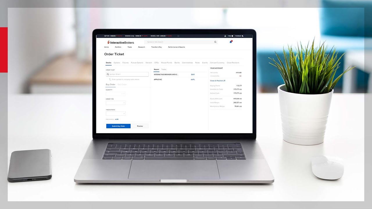 IBKR’s Client Portal – Enter a Trade