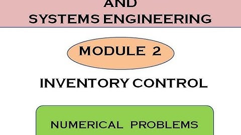 INVENTORY CONTROL NUMERICALS
