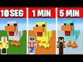 NOOB VS PRO: CONSTRUIR UN POLLO EN 10 SEGUNDOS / 1 MINUTO / 5 MINUTOS EN MINECRAFT