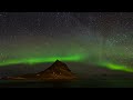 Kirkjufell Iceland night and northern lights time lapse 4K