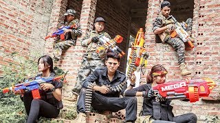 LTT Game Nerf War : Winter Warriors Mega Nerf Guns Fight Attack BOSS Criminal Group 2