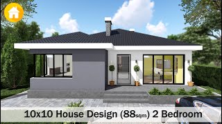 (10x10 Meters) House Design I Small house design I 2 Bedrooms