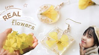DIY - How to Press and Put Real Flowers in Resin Earrings | Aesthetic gift ideas