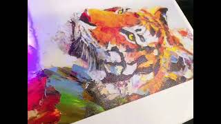Amazing 3D Embossed Effect! 4060 UV Printer Printing Tiger Oil Painting 🐯