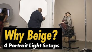 4 Portrait Lighting Looks: Beige Low Texture Backdrop in Action!