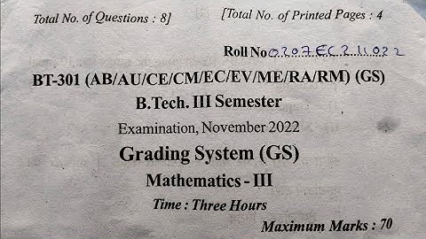 B.TECH | MATHEMATICS -3 |  RGPV | QUESTION PAPER | 2022 | 3RD SEMESTER
