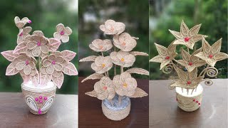 3 Easy Flower And Vase Making ideas | Flower Vase From Jute And Burlap