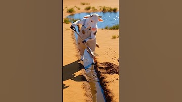 The cow saved the mango plant from drying up by watering it 😭 #ai #tree #save #water