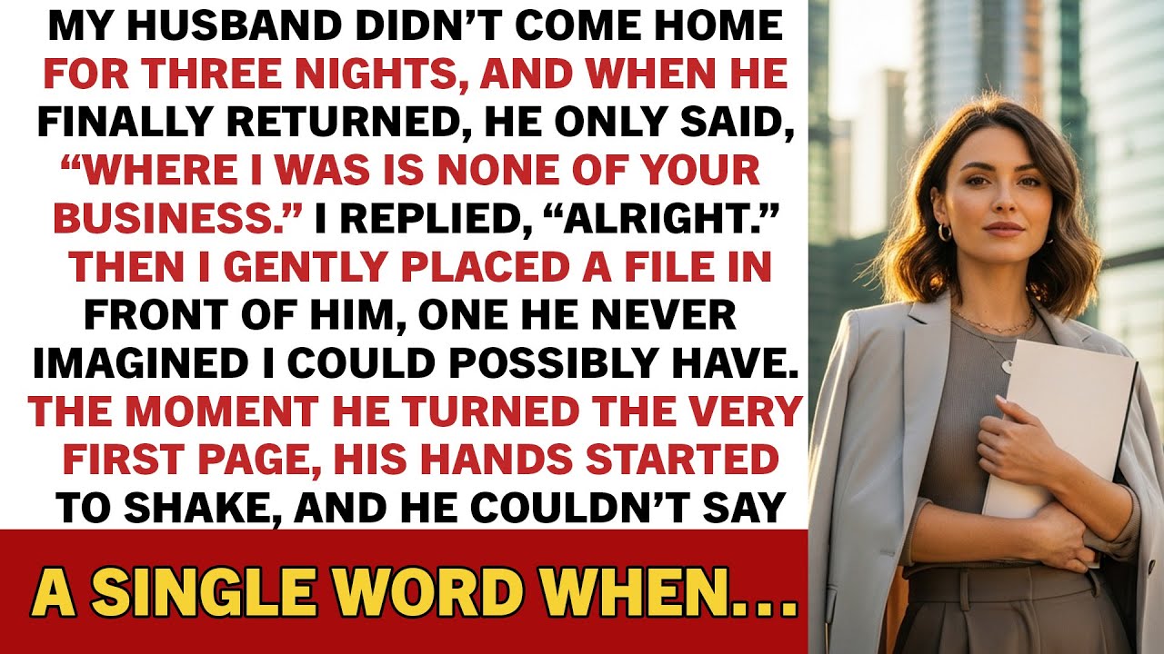 My husband didn’t come home for three nights, and when he finally returned, he only…