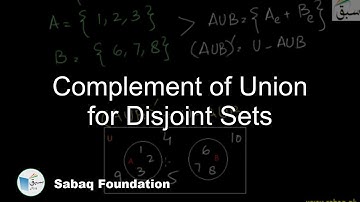 Complement of Union for Disjoint Sets, Math Lecture | Sabaq.pk