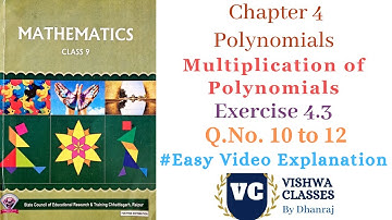 Class 9 | Chapter 4 | Polynomials | Exercise - 4.3 Question 10 to 12 Solution | CG Board