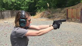 Jacki from guns.com performs an ammo dump with a 10 mm Glock 20 pistol.