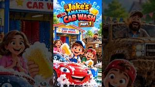 🚗🫧 Jake’s Amazing Car Wash! | Part 1 🧽✨ #AnimatedStory #CarWash #Part1 #YouTubeShorts  #animatic