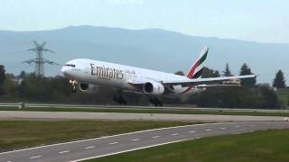 HD [A6-EMW] Emirates Boeing 777-300 landing at Geneva/GVA/LSGG