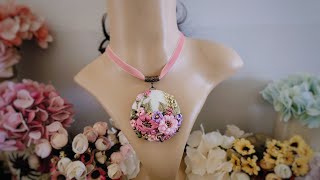 Beautiful Embroidered Necklace - 3D Embroidery Pendant - Floral Embroidery Pendant Necklace