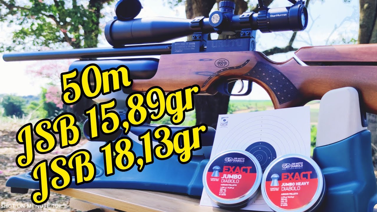 BOITO URUTU LX931 PCP 5.5 AGRUPAMENTO 50M COM CHUMBOS JSB DE 15,89gr e 18,13gr GRAINS