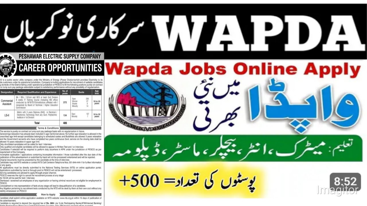 WAPDA PESCO CA Jobs 2025 | Peshawar Electric Supply Company Jobs | PESCO |