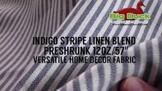 Preshrunk 12oz Stripe Linen Blend Wholesale Home Decor Fabric : INDIGO STRIPE