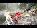 Mountain crawdad  trout fishing epic catch  cook