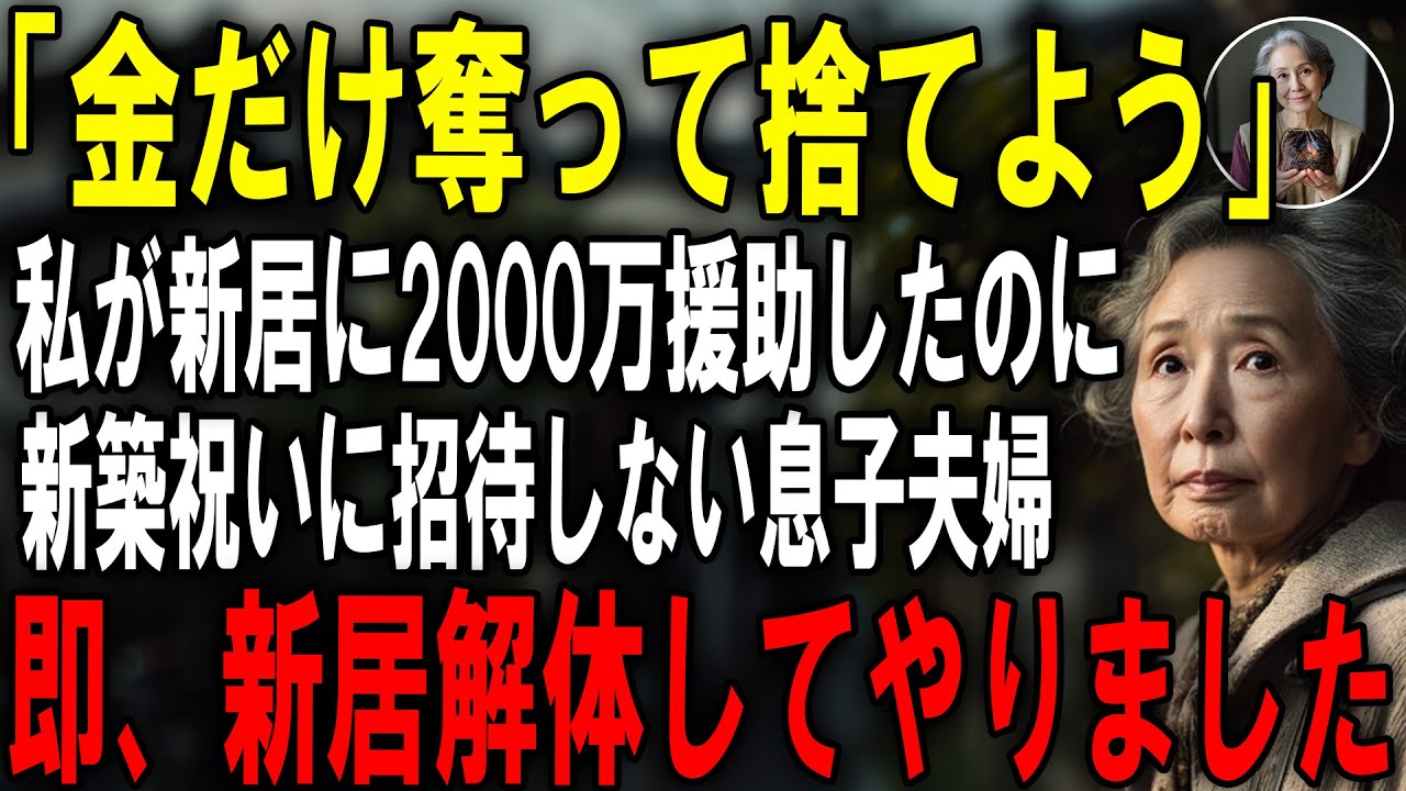 夫か残した遺産の半分以上を援助したのに私だけ新居祝いに招待せず家政婦扱いを続ける息子夫婦。我慢の限界だったので地獄に落としてやりました