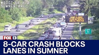 8-car crash blocks lanes on SR-410 in Sumner