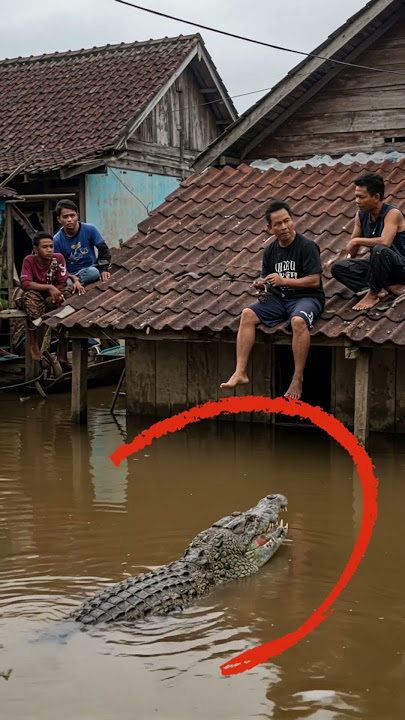 😱 DETIK DETIK BANJIR BESAR MENENGGELAMKAN RUMAH, BAPAK INI MALAH MANCING BUAYA! 🐊🌊