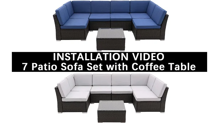 Installation 7 PCS Patio Sofa Set with Coffee Table