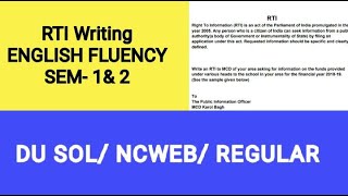 RTI Writing format | sample RTI | Fluency- English | 1ST and 2nd semester | DU-SOL/NCWEB/REGULAR