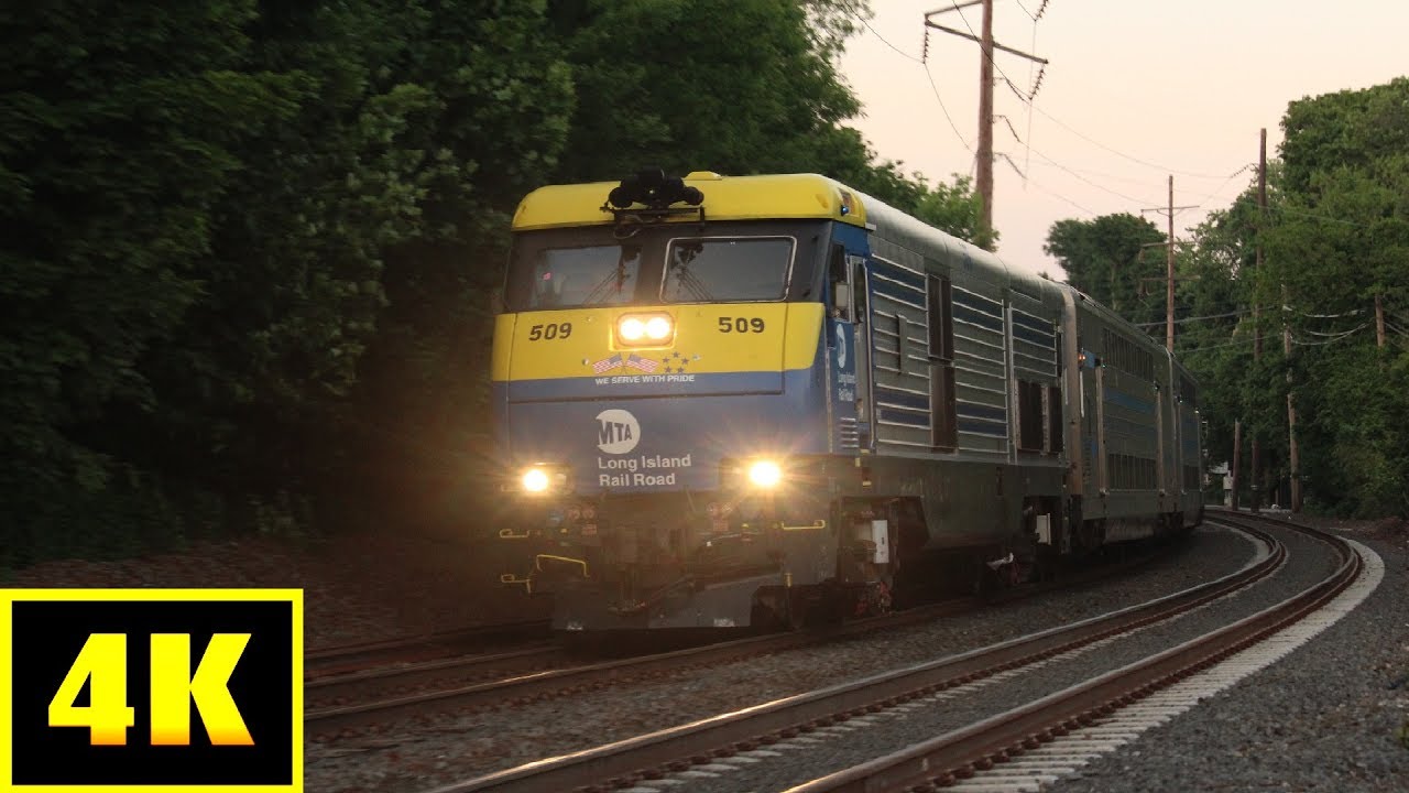 4K LIRR 8717 (Penn Station) takes the curve at Sayville YouTube