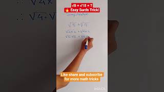 Simplify √8 + √18 in Seconds! | Surds Trick | Maths Shorts #shorts