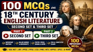 100 English Literature MCQs | 18th Century | Competitive Exam Prep | UGC NET, JRF, TGT, AJKPSC, PPSC