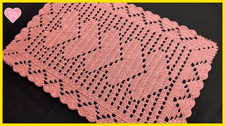 TAPETE DE CROCHÊ ROSÉ COM CORAÇÕES PASSO A PASSO COMPLETO screenshot 4