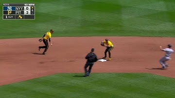 NYY@PIT: Mercer fields grounder and turns two