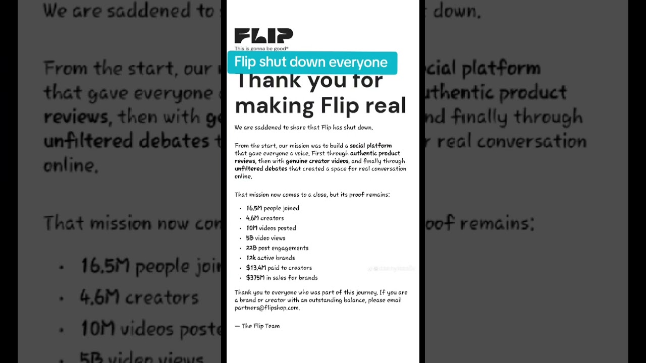 Well it's official Flip app officially shut down 