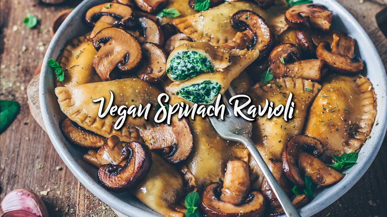 Spinach Ravioli with Mushrooms (vegan) * Recipe - YouTube
