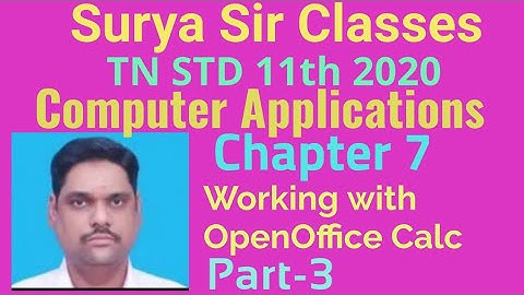 11 std Computer Applications chapter 7 Working with OpenOffice Calc part 3