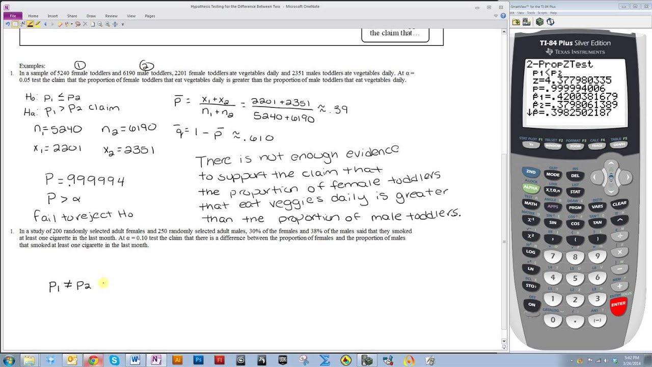 hypothesis testing for proportions ti 84