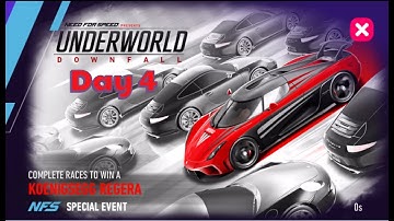 NFS No Limits | NFSNL | UNDERWORLD DOWNFALL | KOENIGSEGG REGERA | 0 gold spent | Day 4 Diversion