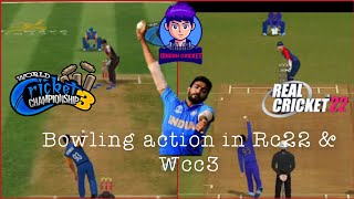 jaspirt bumrah Bowling action in wcc3 &amp; Rc22 } @dineshcricket }