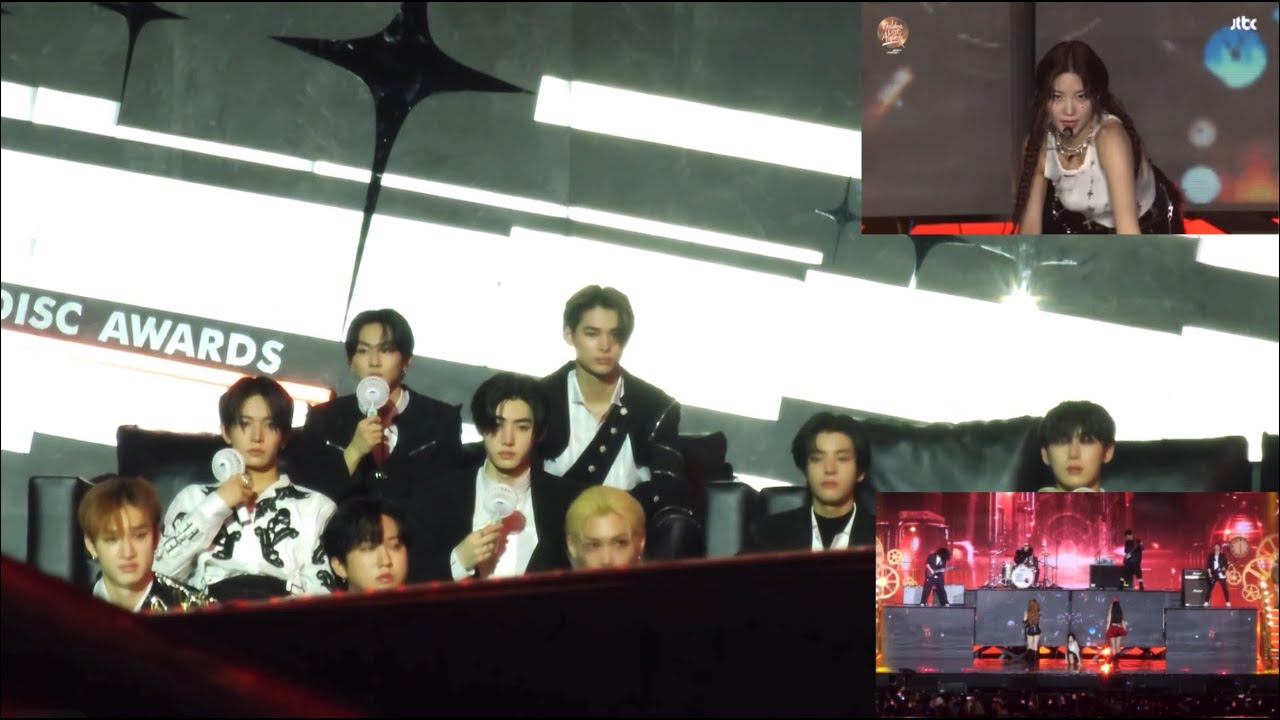 ENHYPEN & Stray Kids reaction to LESSERAFIM (intro + unforgiven + fire in the belly) in GDA 2024