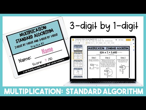 Multiplication: Standard Algorithm 3 x 1 digits Tutorial Video