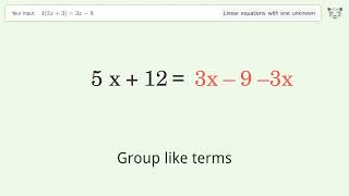 Solve 4(2x+3)=3x-9: Linear Equation Video Solution | Tiger Algebra