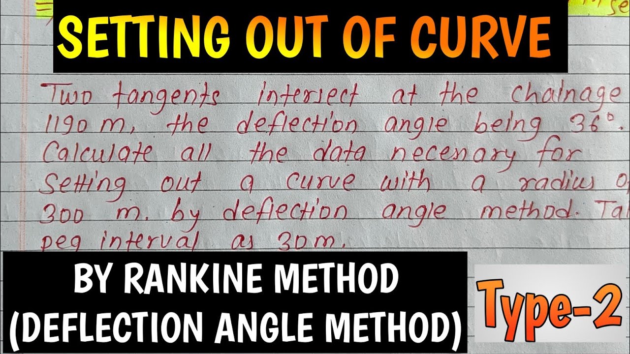 SETTING OUT OF CURVE BY DEFLECTION ANGLE METHOD (RANKINE METHOD ...