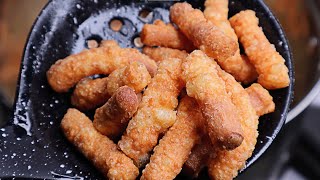 Preparation of String cheese | making fried string cheese