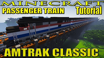 Minecraft Train Tutorial - Classic Amtrak Passenger Train (EMD F40PH Engine and Cars)