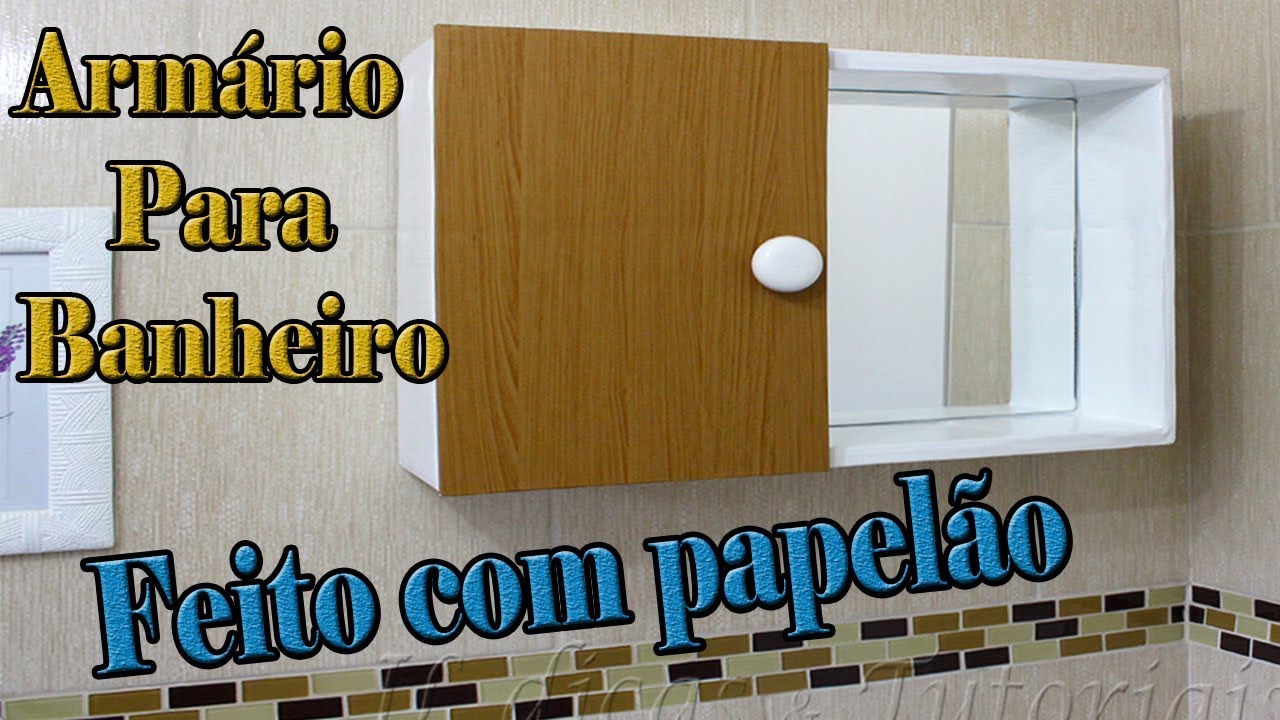 Armário Aéreo Para Banheiro Com Espelho, Feito Com Papelão.