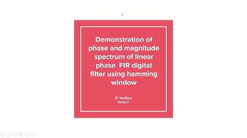 Magnitude and Phase Spectrum of FIR digital filter using Hamming Window in MATLAB