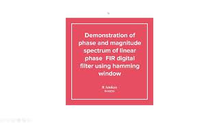 Magnitude and Phase Spectrum of FIR digital filter using Hamming Window in MATLAB