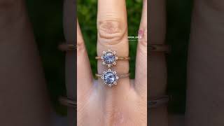 Celebrity Halo Sapphire Engagement Ring, 14k Solid Gold, Natural Sapphires & Diamond #ring #sapphirering Profile