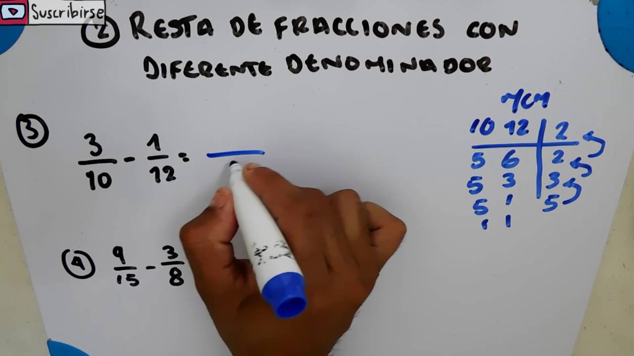 RESTA DE FRACCIONES CON DIFERENTE DENOMINADOR | EJEMPLOS | - YouTube